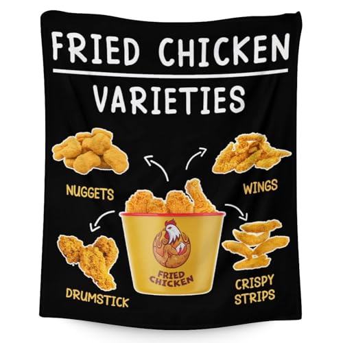 Mercuryelf Chicken Nugget Blanket - Soft, Fuzzy & Warm - 60x80 Inches Flannel Throw Blankets for Bed, Couch - Black Novelty Throws Gift for Adults
