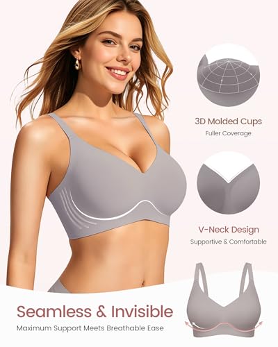 Image of Gailife Smooth Wireless Jelly Bras for Women No Underwire Seamless Push Up Bra Full Coverage Soft Suppor Tshirt Bralettes