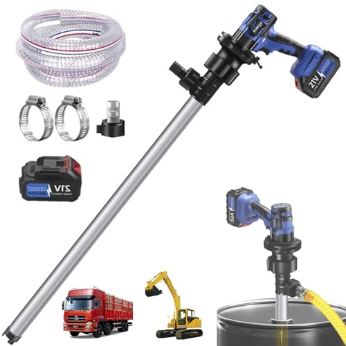 Bomba de tambor eléctrica con velocidad ajustable, caudal de 90-150 l/min, tubo de acero inoxidable de 92 cm, para diésel, queroseno, aceite hidráulico y líquidos no corrosivos