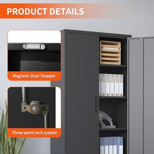 Image of Metal Storage Cabinet for Garage, Tool Cabinet, Utility Cabinet