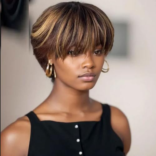 Hesperis Pixie Cut Wig With Bangs Brazilian Remy Short Human