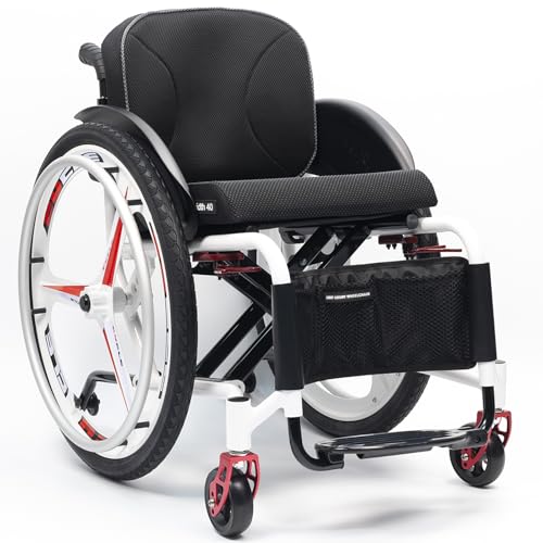 Sports and Leisure Wheelchairs for Adults,Lightweight Transport Wheelchair,Portable Self-propelled Manual Wheelchairs,Folding All-Terrain Wheelchair,Aluminum Alloy Wheelchair(41cm/16.1in,Black)