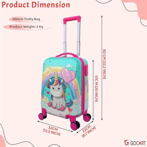 Image of GOCART WITH G LOGO Polycarbonate 360A Rotating Wheels with Carry Handle Kids Trolley Luggage Bag (Blue) (Medium)