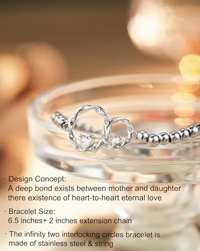 Tarsus-Mother-Daughter-Gifts-Eternal-Love-Connected-at-Heart-Interlocking-2-Circles-Bracelet-Mom-Gifts-Daughter-Gifts-Birthday-Christmas