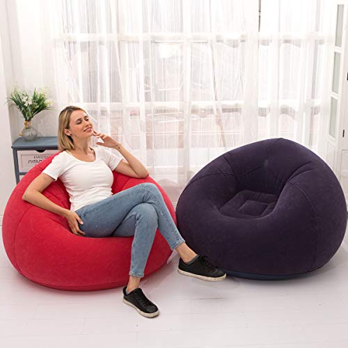 Sofá inflable esférico rojo LONEEDY de felpa suave para adultos y niños 6