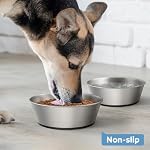 304 Stainless Steel Dog Bowls Set of 2, Anti Rust Metal & Non Slip Rubber Base, Heavy Duty Large Feeding Dishes, Food Grade BPA Free, Food and Water Bowl for Medium Dogs (48oz, 6cup) - Image 6