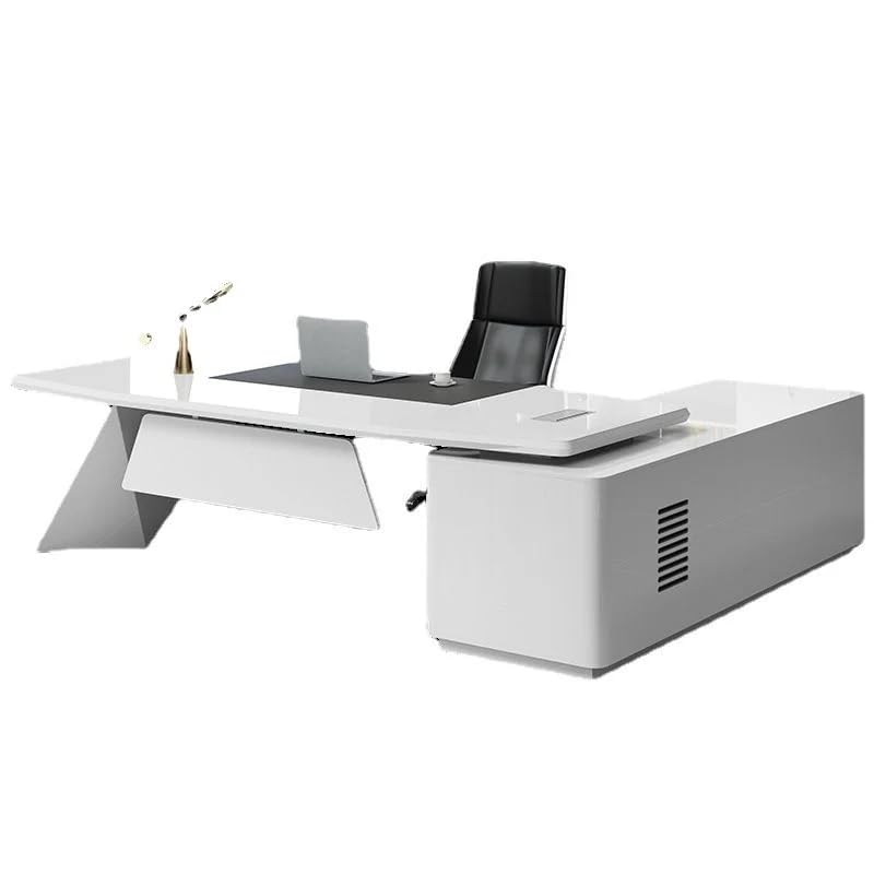 Image of Lakdi The Furniture Co Luxury Director L-Shape Office Table Desk Made in MDF with Wire Manager Drawers Lockable and Storage for a Modern Workspace - White - LDL-610