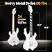 Pyle 6 String Electric Guitar Pack, Left, Metal Axe, White, Standard (PMGTRKT101WT)