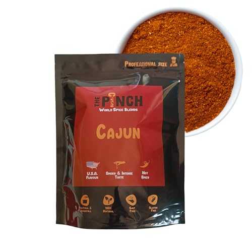 THE PINCH Cajun XL Barbacoa Saludable con Sazonador 100% Naturales y sin sal. Fácil de usar, sazona: Alitas de Pollo, Hamburguesas y Veggie Burgers al Estilo Luisiana. Paquete 400g