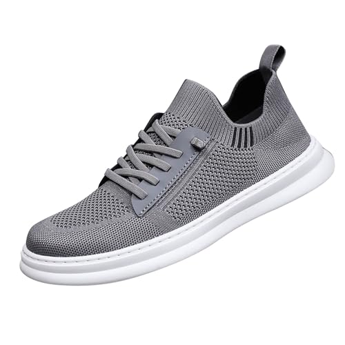 Zapatillas de deporte ligeras para hombre, zapatillas deportivas de malla, con cordones, suela suave, zapatillas de correr, ligeras, transpirables, cómodas, para fitness, gris, 39 EU