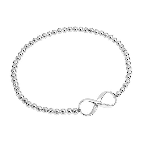 AeraVida Infinite Love and Friendship Sterling Silver Infinity Symbol Beaded Elastic Stretch Fit Charm Bracelet | Cute Infinity Symbol for Women Accessories | Jewelry Gift2