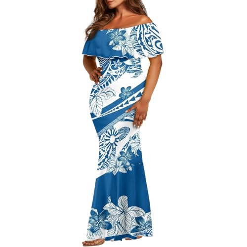 Image of Polynesian for Women S-7XL Off Shoulder Maxi Dress Hawaiian Summer Dresses