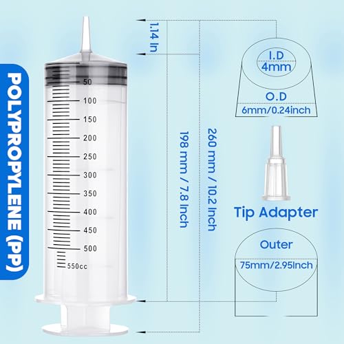 Image of 500ml /cc Syringes with Tube 40 Inch Handy Plastic Tubing and Adapter Tip