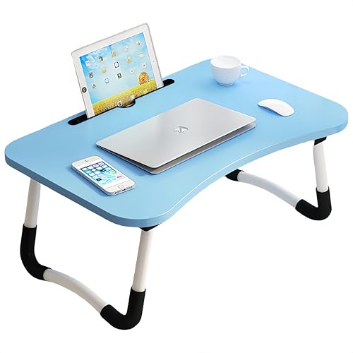 Hxuolue折りたたみテーブル 幼児勉強机 漫画 子供 テーブル ローテー ブル ベッドテーブル ミニ 折り畳み ベッド 机 小さい机 パソコンデスク ラップデスク 引き出し/携帯電話・タブレットホルダー/カップホルダー付き ソファ インストールは不要で