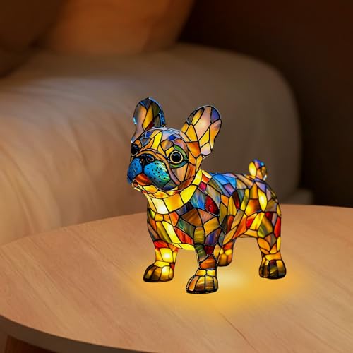 GAROMIA Französische Bulldogge LED Ambientelampe Niedliche Vintage-Tischlampe Haustier Dekolampe 3D Tischlampe Wohndekor füt Schlafzimmerbeleuchtung für Katzen & Hundeliebhaber (Französische)