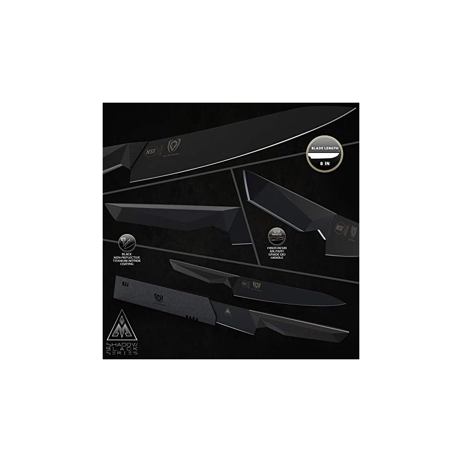 Dalstrong Chef Knife - 8 inch - Shadow Black Series - Black Titanium Nitride Coated - Razor Sharp Kitchen Knife - High Carbon 7CR17MOV-X Vacuum Treated Steel - Chef's Knife - NSF Certified