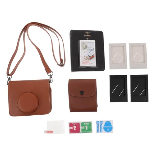 HONMEET Cámara PU con Correa Ajustable Protector de Cristal Marco de Fotos Compatible con Instax Mini para Viaje y Protección