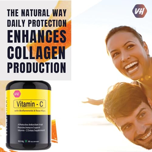 Image of Vitamin C Capsules for Immunity & Antioxidant Support by VitaminHaat (Vitamin C with Bioflavonoids-90 Caps)