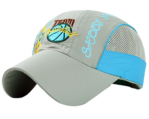 FEOYA Kinder Mütze Unisex Mädchen Jungen Chiffon Kappe Sport Sonnenhut Schnell Trocknend Baseball Cap Geblümt Sommer Hut UV Schutz Kinderhut Outdoor Kindermütze Größe 50-55cm - Grau