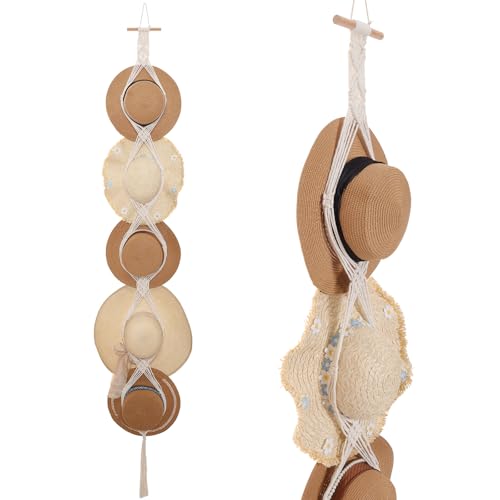 Avxzbef Macrame Hat Rack for Wall Hat Organizer Hanging Display