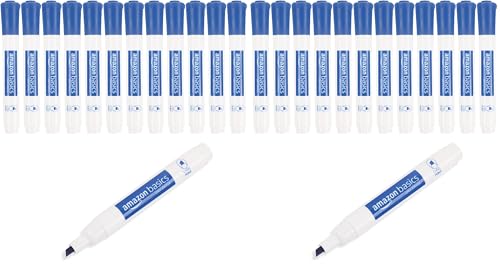 Image of Amazon Basics Dry Erase Whiteboard Markers, Chisel Tip, Low-Odor, Blue, 24-Pack, For Drawing, Sketching and Writing