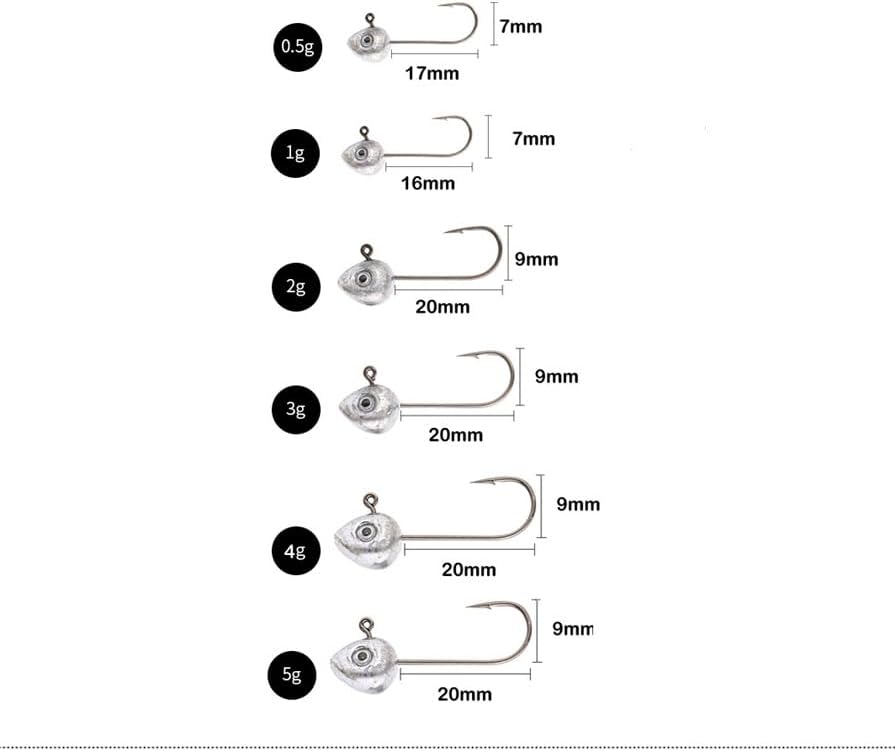 Miniatura 2 de KTGCOZS Paquete de 30 cabezas de plomo 164 132 110 316 oz anzuelos de pesca Crappie