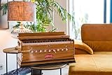 Harmonium by Maharaja Musicals, USA, 9 Stops, Model 2025, 3 1/2 Octave, Double Reed, Coupler, Natural Color, Standard, Padded Bag, A440 Tuned, Musical Instrument Indian-ABG