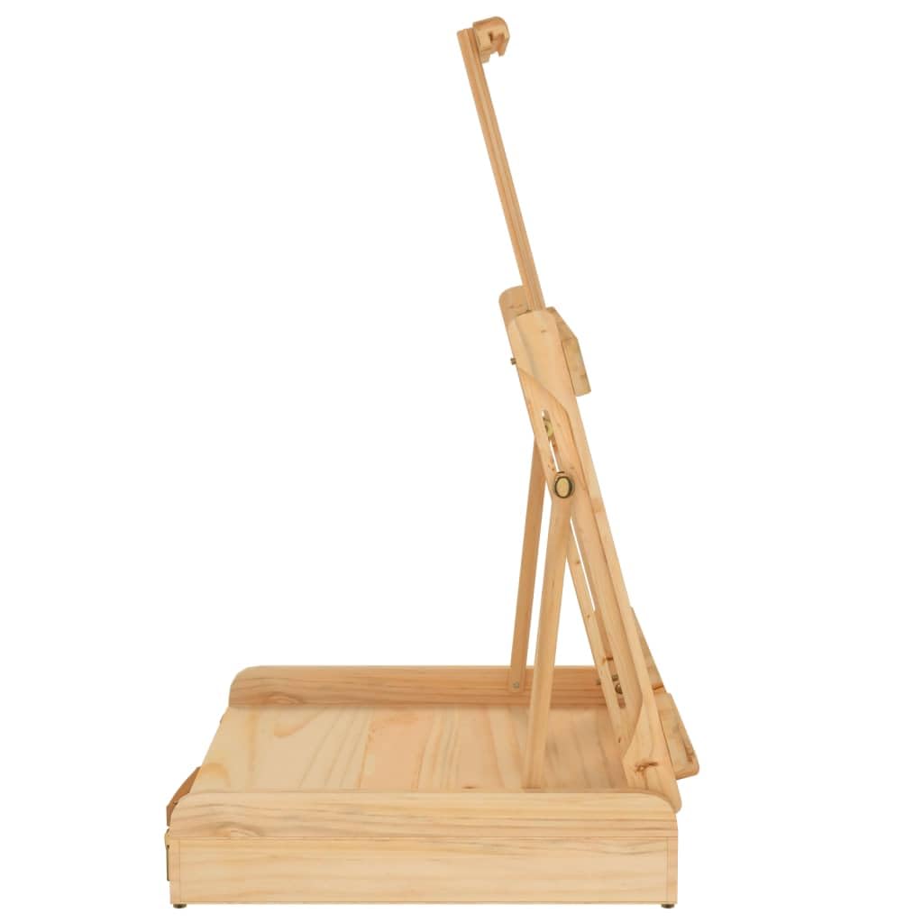 Mangloder Caballete de mesa de pino macizo con cajón, 41,5 x 37 x 12 cm, altura regulable para artistas, estudiantes, profesionales, con estante, plegable, ideal para pintar, presentaciones