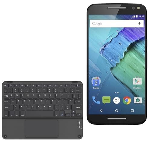 BoxWave Keyboard Compatible with Motorola Moto X Pure Edition - SlimKeys Bluetooth Keyboard with Trackpad, Portable Slim TouchPad - Jet Black