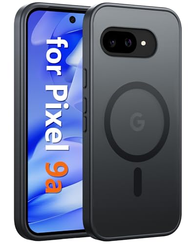 Image of FNTCASE for Google Pixel 9a Case: [Compatible with Magsafe] Translucent Matte Magnetic Phone Cover - Military Grade Drop Protection - Shockproof Protective Cases for Pixel 9A (Black)