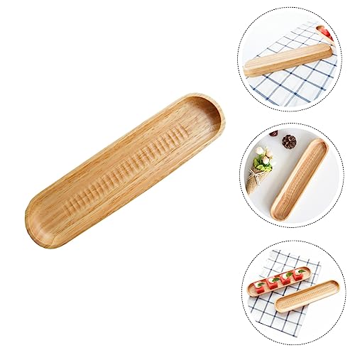 Plato rectangular de sushi de madera estilo japonés Khaki miniatura 2