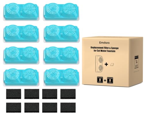 Image of Official 8-Pack Replacement Filters and Sponges (4 Months Set) for 3.2L /108oz Stainless Steel Cat Water Fountain
