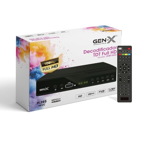 Dacada 2005 Decodificador Digital Terrestre DVB-T2 H.265 HEVC Full HD 1080p | Receptor TDT con HDMI y AV | Modelo DVBT-5522 Gen-x