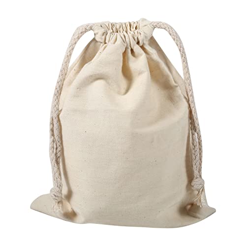 BORDSTRACT Cotton Muslin Bags, Cotton Drawstring Storage Laundry Sack Stuff Bag, Reusable Travel Pouch, Eco-Friendly Vegetable Canvas Bag, Backpack for Household Use(15X20cm)