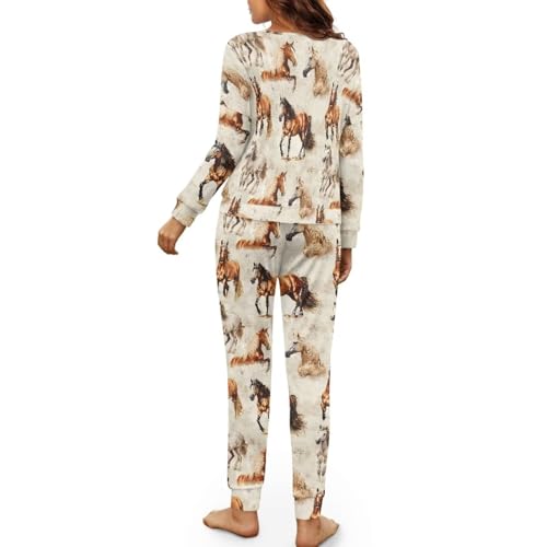 Image of Womens Lounge Set Long Sleeve Soft Pajama Sets