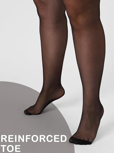 HONENNA Backseam Plus Size Tights For Women Sheer Black Stockings Cuban Heel Reinforced Toe Patterned Pantyhose4