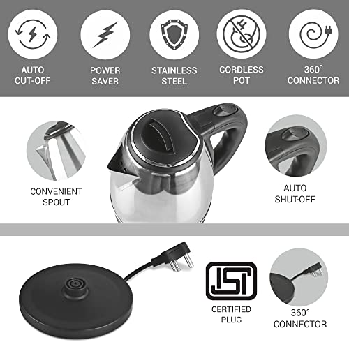 Image of Milton Go Electro Stainless Steel Electric Kettle 1500 + Super 750 Thermosteel Bottle, Super Fast Boiling with 3X Protection Kettle-Overheat, Dry Boil Protection, Leak Proof, Vacuum Insulated, Silver