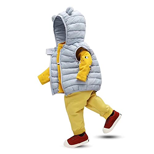 Image of AIWUHE Baby Boys Girls Hooded Puffer Vest Winter Lightweight Sleeveless Bear Ears Zipper Up Jacket Down Vest Coat Vests Kids