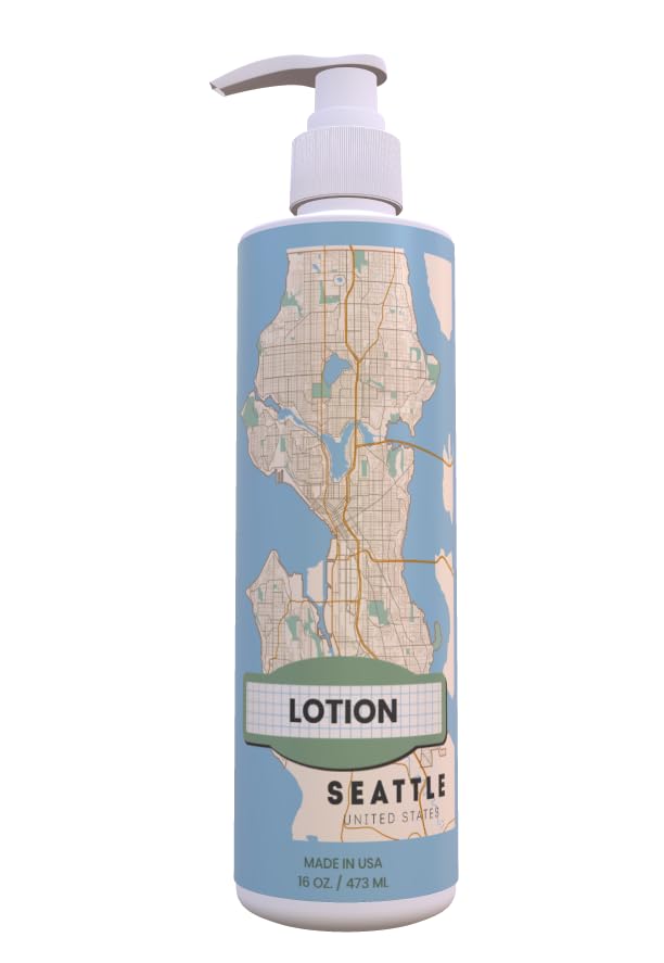 Seattle Map Lotion Fresh Green Tea Lemon Scent 12 Pack 16 oz Pump Bottle City Map Bathroom Decor