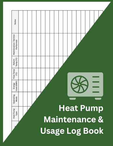 Heat Pump Maintenance & Usage Log Book: Air Source & Ground Source Heat Pump Service and Energy Record | Track Performance, Energy Use & Servicing | Large 8.5 x 11 Inch, 100 Pages