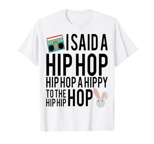 Funny Easter Basket Gift Hip Hop Rap Music Bunny Kids Retro Camiseta