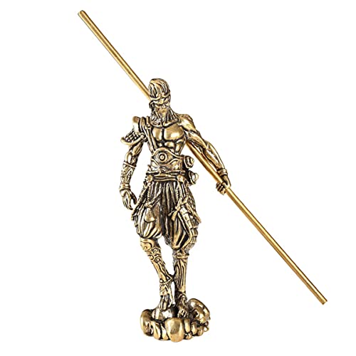 Oyoytlgx Brass Monkey Statue Handmade Feng Shui Monkey King Animal Figurines Zodiac Antique Sun Wukong Ornament Figure Golden Cai Shen Wealth For Home Decor #TOP9