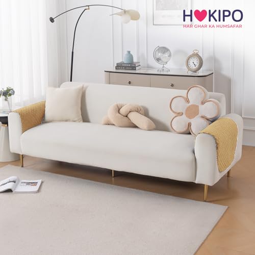 Image of HOKIPO Quilted Sofa Armrest Cover - 1 Pair | 'Quilt Classic' Yellow (IN-925-YLW*2)