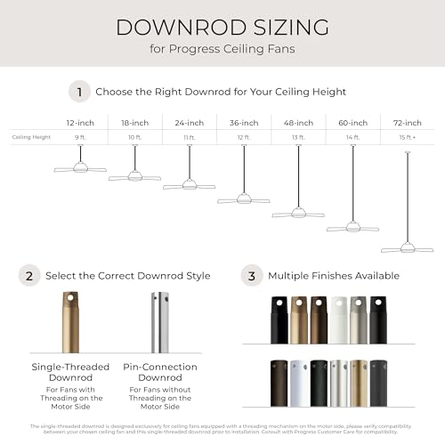 Progress Lighting AirPro Collection 48 in. Ceiling Fan Downrod in Vintage Brass by Progress Lighting - Image 3