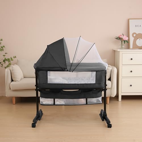 YADAQE Baby Cradle, Freestanding Bedside Bassinet, 3-in-1 Convert...