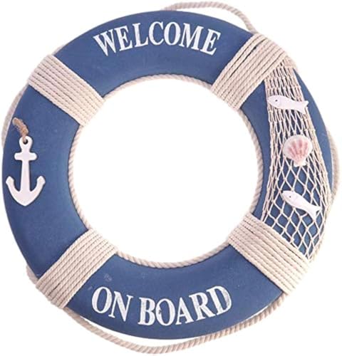 Taotenish Bouée de sauvetage en mousse de style méditerranéen avec inscription « Welcome on Board » - Décoration murale - 50 cm