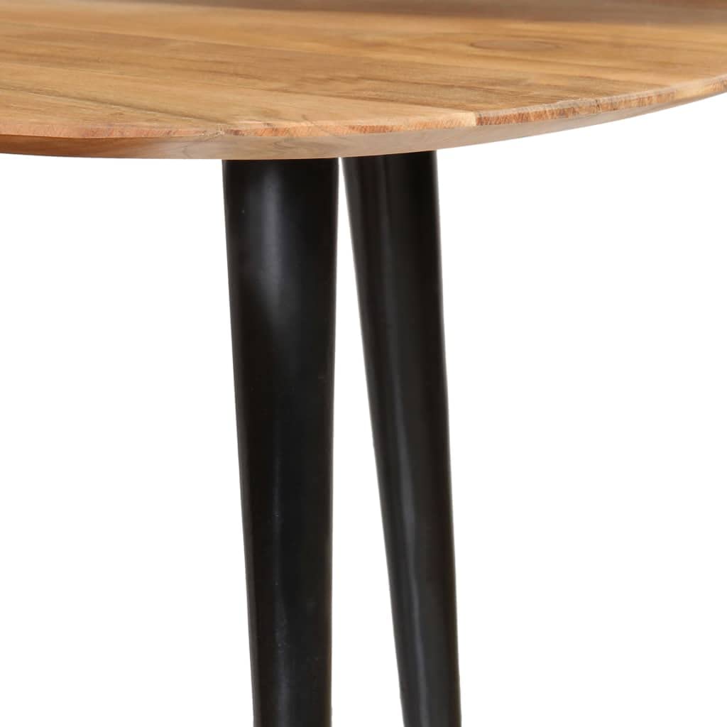 Juego de mesa de café de 3 piezas, madera de acacia, vintage, antigua, con patas de acero, 70 x 70 x 40 cm, 50 x 50 x 35 cm, 45 x 45 x 30 cm, triangular, ahorra espacio, hecha a mano, para