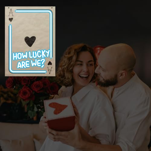 Image of Ace of Heart Neon Sign, How Lucky Are We LED Light, Gift for Lover