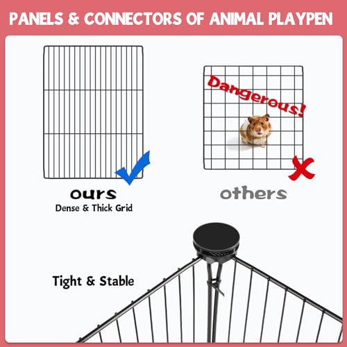 Image of 20 Panels Small Animal Playpen, 48 inch x 24 inch x 16 inch Pet Playpen with Waterproof Mat, C&C Cage for Guinea Pigs, Rabbit /Bunny /Baby Chicken Cage,Bunny /Puppy /Chicken Pen Indoor Outdoor Portable Metal Fence
