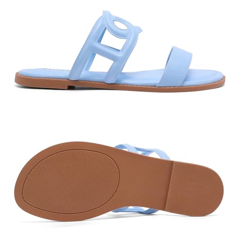 Image of Ruiee Wide Width Sandals for Women, Summer Flat Slides Casual Braided Wide Feet Sandal Comfort Slip on Sandals Open Toe Beach Shoes for Women.
